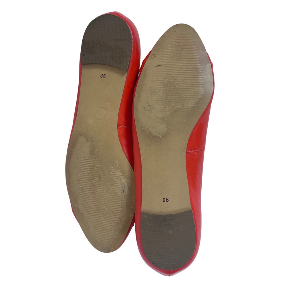 Talbots Red Orange Leather Ballet Flats Gold Detail Women Size 9B Round Toe * - Picture 9 of 9